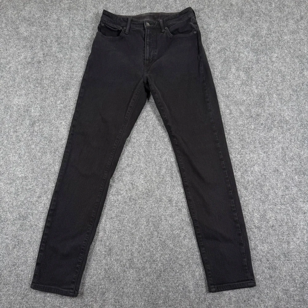 UNIQLO Jeans 27 x 30 Black Wash Slim Fit Straight‎ Leg Pants Waist Stretch Men's